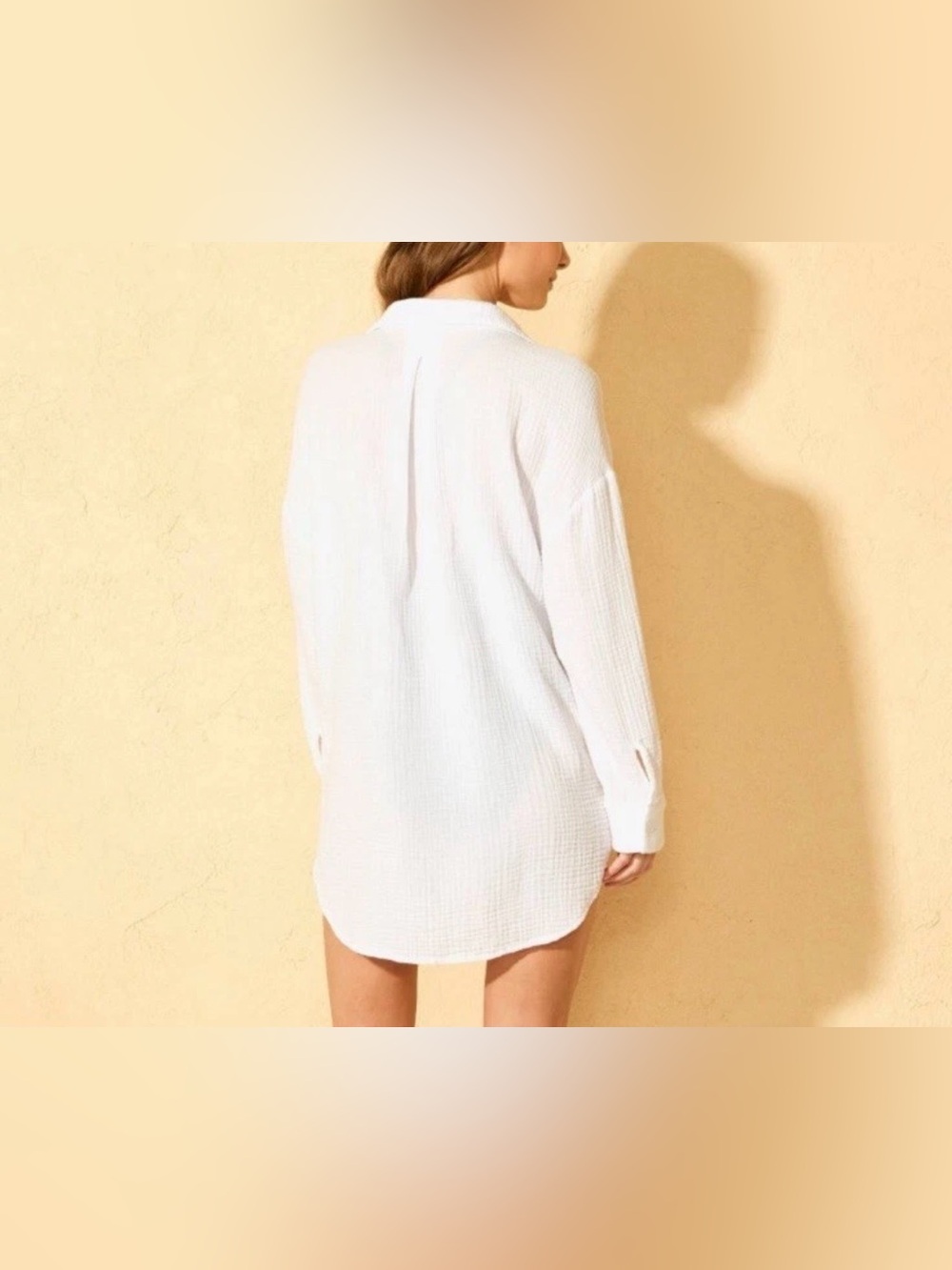Shade & Shore Womens Gauze Cover Up Shirt Dress Size Medium White Sheer Long NWT - Picture 3 of 10